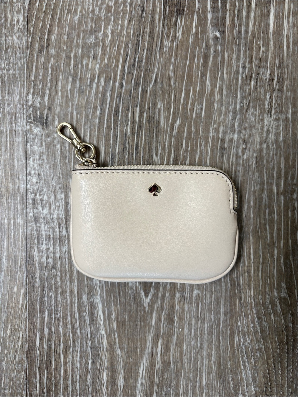 Kate Spade Cream Zip Key Pouch with Gold Clip